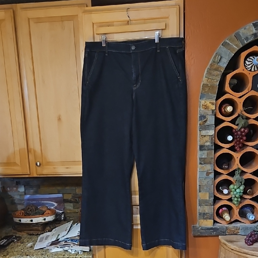 American Eagle Dark Wash Blue Super Stretch Wide Leg Jeans High Rise